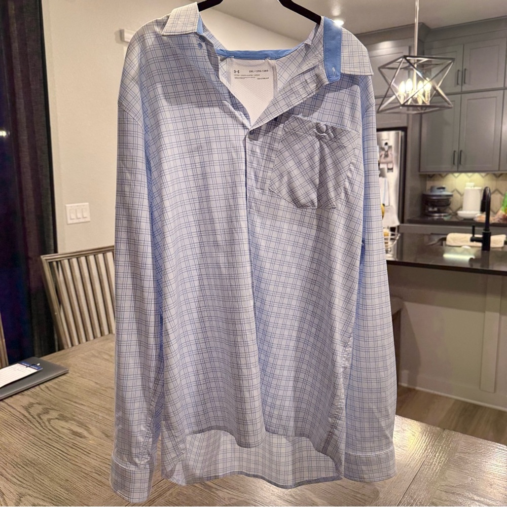 Under Armour Light Blue Plaid Long-Sleeve Button-Down Shirt